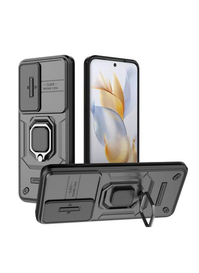 Buy Honor 90 Case Cover with Slide Camera Cover & Ring Holder, Kickstand Shell Back Cover Scratch-Resistant Shock-Absorbing Protector Accessories Kickstand Stand Magnetic Car Ring Holder Protection in UAE