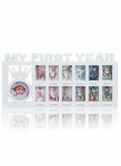 اشتري Newborn Baby Picture Frame 2 inch My First Year Newborn Keepsake Frame 12 Months Baby Shower Photo Frame for Memories في الامارات