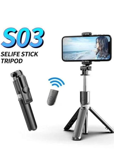 Buy S03 Selfie Tripod Stick Stand For iPhone And Smart Andriod Mobile in UAE