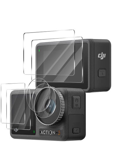 Buy 2 Sets Compatible for DJI OSMO Action 3 Screen Protector Anti Scratch High-Definition Tempered Glass, Screen Protector, Ultra-Clear Tempered Glass Cover Anti-Bubble, Transparent [2+2+2Pack] in UAE