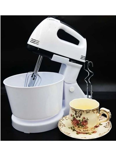 اشتري Turbo 7 Speed 250W Hand Mixer With 2 Beaters 2 Dough Hooks And 2L Bowl في الامارات