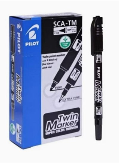 Buy Pilot Twin Marker 12-Pieces Double Sided Fine Black in UAE