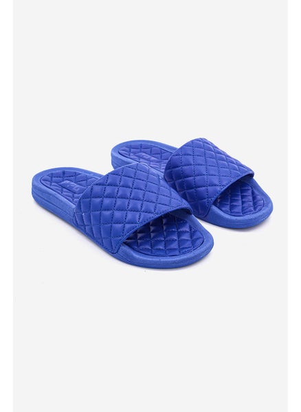 اشتري Women Quilted Slip On Lusso Slide Slipper, Blue في السعودية