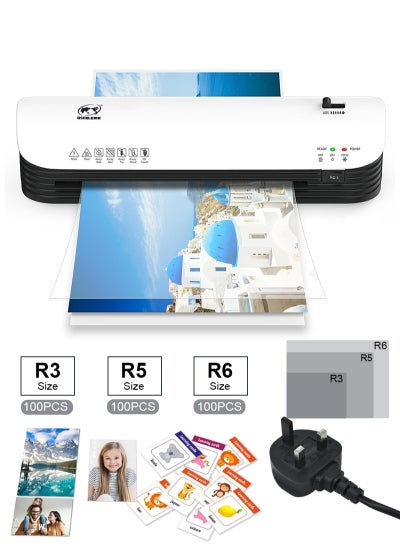 Buy A4 A5 A6 Laminating Machine with 300 PCS Laminating Pouches, Portable Laminator for Hot and Cold Setting 1-3 Minute Warm Up Time, No Bubbles for School Home Use White in Saudi Arabia