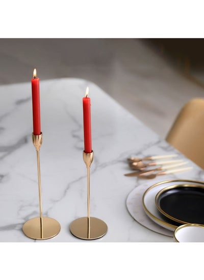 Buy Marques Taper Candle Holder 10X10X23cm-Gold in UAE