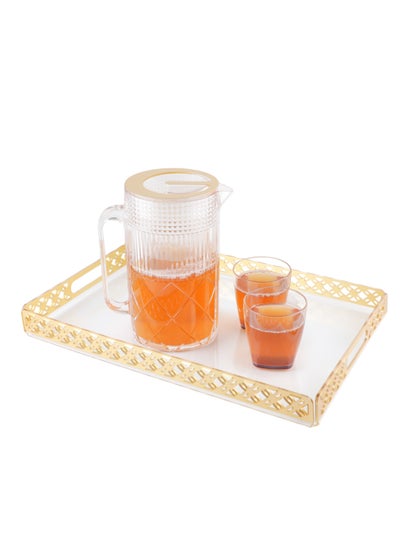 Buy Acrylic Tray, Clear Tray, Acrylic Serving Tray with Handles for Ottoman, Coffee, Appetizer, Breakfast (Clear) in UAE