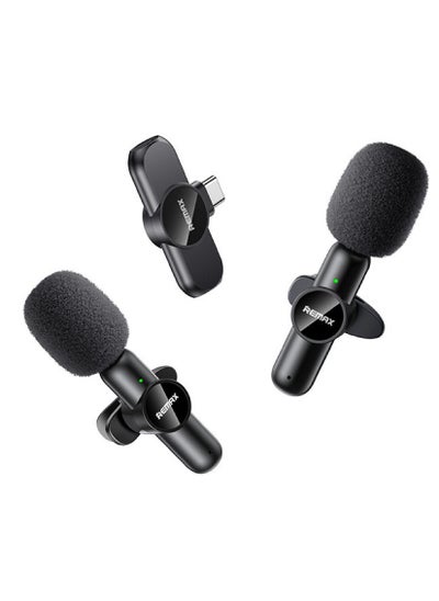 اشتري 2-In-1 Suitable For C-Type Black Wireless Lavalier Microphone في السعودية