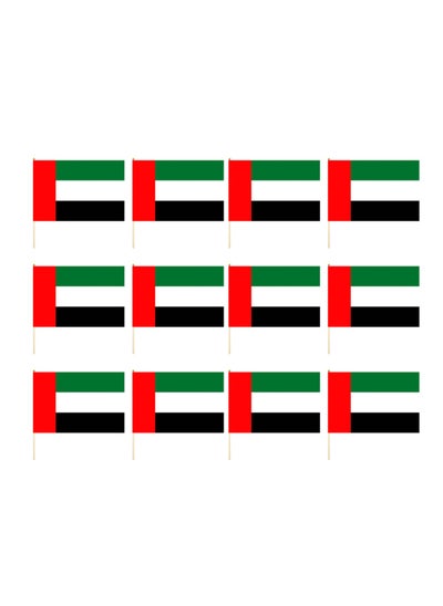 Buy 12 Pieces UAE Flag For National Day Celebration Hand Waving Desk Flags Wooden Sticks 40X30X60CM in UAE