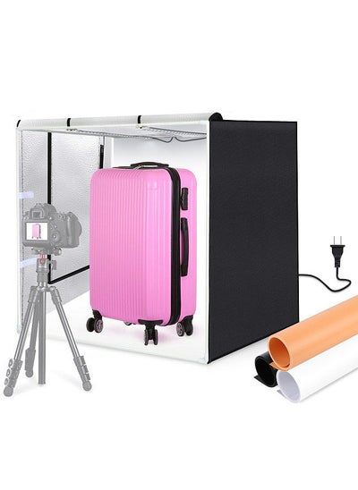 اشتري PULUZ PU5080 80*80*80cm Large Folding LED Light Tent Desktop Photo Studio Light Box 80W Softbox 156pcs LED Beads 5500K Dimmable with 3pcs Color Backdrops for Studio Product Photography في الامارات