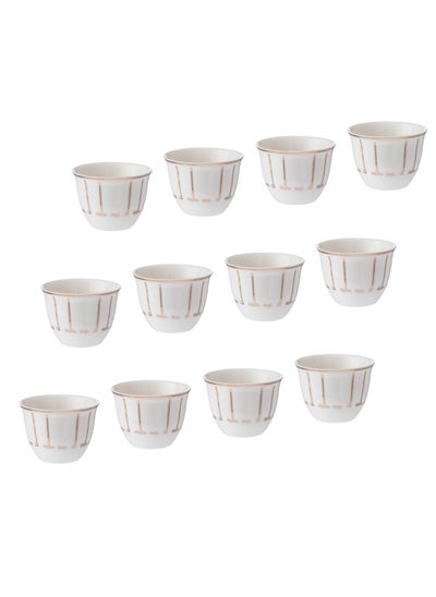 Buy A set of porcelain Arabic coffee cups with golden decor from the sword 12 pieces in Saudi Arabia