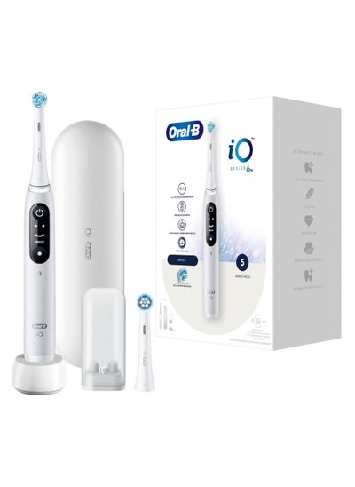 Buy Oral B iO6 Series 6N Electric Rechargeable Toothbrush, Built with AI, Optimal Pressure Control, LED Interface, Bluetooth Connectivity, 5 Personalized Brush Modes – White in UAE