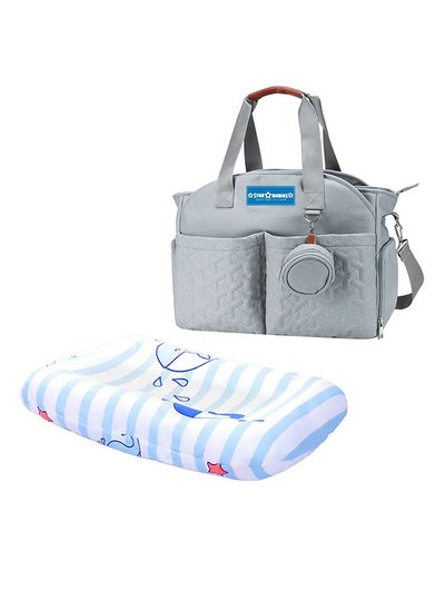 اشتري Star Babies Combo Pack - Diaper Portable bag with Pacifier bag large capacity with Changing pad - Blue في الامارات