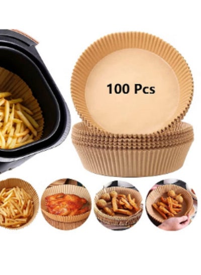 اشتري 100 PCS Air fryer paper Air Fryer Round Nonstick Steamer Pads High Quality Parchment Paper for Baking في مصر