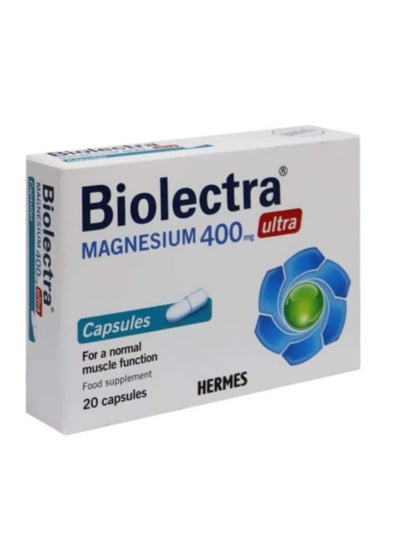 Buy Biolectra Ultra Magnesium 400 mg Capsules for Optimal Wellness Pack of 20 in UAE