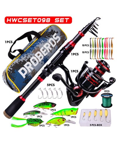 Fishing Rod and Reel From Proberos Combo Carbon Fiber Telescopic Fishing  Pole with Baitcasting Reel Combos Sea Saltwater Freshwater Ice Bass Fishing  Tackle Set Fishing Rods Kit price in Saudi Arabia