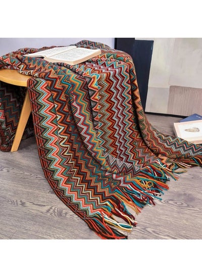 Buy Throw Blanket, Home Decor Stripe Woven Blanket with Tassels, Soft Cozy Lightweight Warm for Chair Bed Couch Decorative, Knit Throw Blankets 127x180cm in UAE