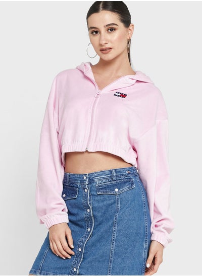 Buy Zip Detail Crop Hoodie in Saudi Arabia