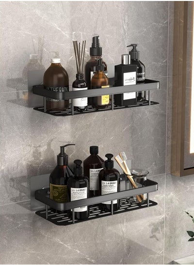 Buy 2Pcs Shower Caddy Shelves,Adhesive or No Need Drilling Bathroom Shelf Bathroom Organizer Shower Rack ,Rustproof Shower Organizer for Bathroom, Toilet, Kitchen（Black）60*30*13cm in UAE