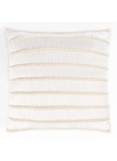 اشتري Perla Stripes Cushion Cover, White - 45X45 Cm في الامارات