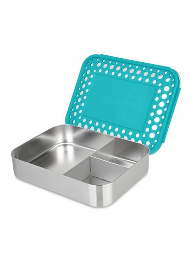 Buy Large Trio Stainless Bento Box Lunch Box With Three Section Design, Aqua Dots in UAE