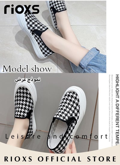 Buy Women's Casual Low Top Sneakers Fashion Slip On Flats Shoes Comfortable Lightweight Breathable Shoes in Saudi Arabia