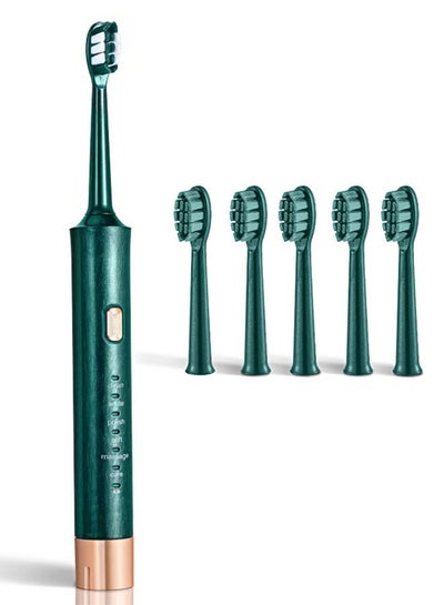 Buy Electric Toothbrush for Adults - 6 Powerful Cleaning & Whitening Modes with Soft Dupont Bristles, 2 Hours Quick Charge for 60 Days, IPX7 Waterproof Travel Portable Oral Dental Care Kit (Green) in Saudi Arabia