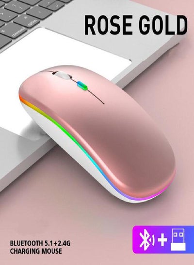 Buy Tablet Phone Computer Bluetooth Wireless Mouse Charging Luminous 2.4G USB Wireless Mouse Portable Mouse in Saudi Arabia