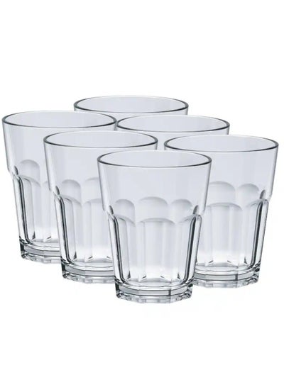 Buy Drinking Glasses By Decor Works 12 Oz Acrylic Set of 6, Clear Tumbler Dishwasher Safe Unbreakable Cup 260ML Set Of 6 in UAE