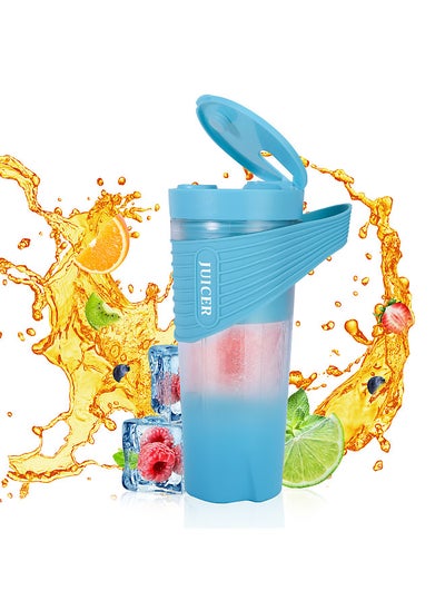 Buy Portable Blender for Shakes and Smoothies 4000mAh Type-C Rechargeable 460ml Personal Blender with 6 Sharp Blades Powerful 22000r/m Juicer Cup for Traveling Gym Office in UAE