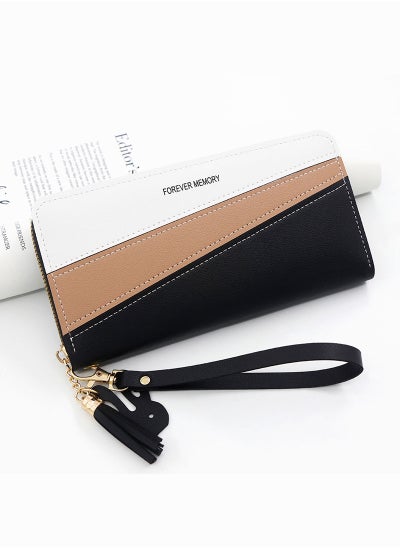 Buy Women's Casual Zipper Clutch Bag Portable Large Capacity Long Wallet with Wrist Strap 19*10*3 cm in Saudi Arabia