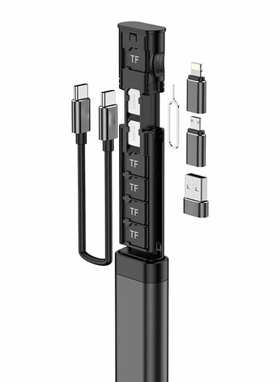 اشتري Micro SD Card Reader, Multifunctional Compact Cable USB 9 Storage, 6 Adaptor Combinations, with Phone Holder, Removal Pin, Lanyard, for Travel Charging PC في الامارات