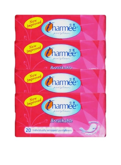 Buy Charmee Pantyliners Breathable Pink  20's  Pack of 4 in UAE
