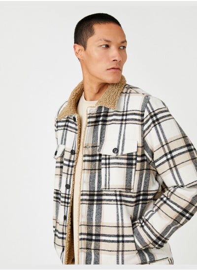 اشتري Check Plaid Shirt Jacket Neck Detail في الامارات