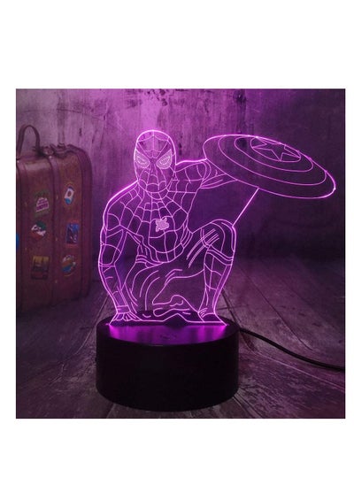 اشتري Marvel Spiderman Night Light Captain America Shield 3D Acrylic Table Lamp 7 Colors LED Night Light for Kids, Child Room Bedroom Night Lamp Decor Light Kids Birthday New Year Lights في الامارات