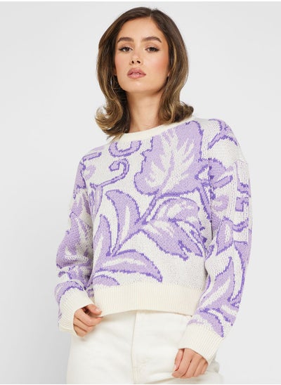 Buy Floral Print Knitted Sweater in UAE