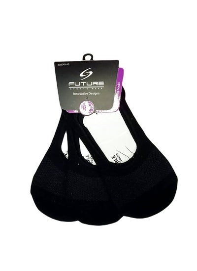 Buy future socks invisble black pack of 3 size 40-45 cotton in Egypt