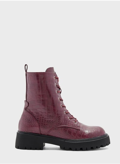 اشتري Croco Lace Up Angle Boots في السعودية