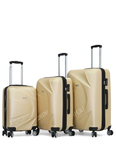 Buy Hardside 3 Piece Luggage Trolley Set champagne in Saudi Arabia