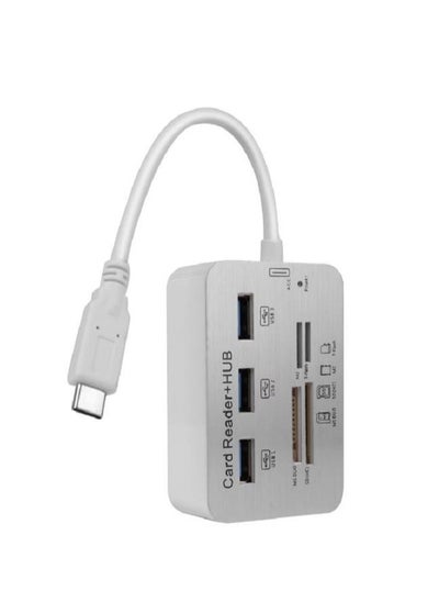 Buy USB C Hub 7 in 1 Type C Adapter SD Memory Card Reader 3 USB Port Hub in Saudi Arabia