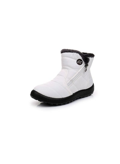 Buy Women's Thickened Waterproof And Anti Slip Cotton Boots, Snow Boots White in Saudi Arabia