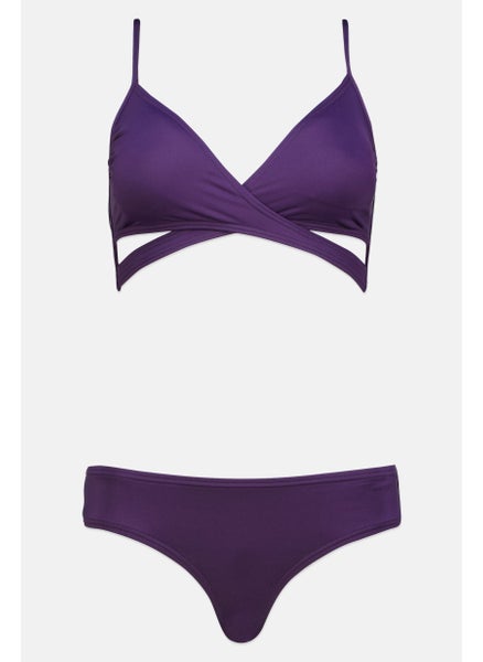 اشتري Women 2 Pieces Plain  Bikini Set, Deep Plum في الامارات