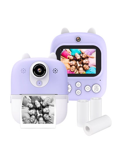 اشتري 3-in-1 Multifunctional Instant Camera Childeren's Instant Print Camera 2.4-inch IPS Screen Dual Lenses 12MP 32GB Extended Memory with 3 Printing Paper Rolls And Lanyard في الامارات