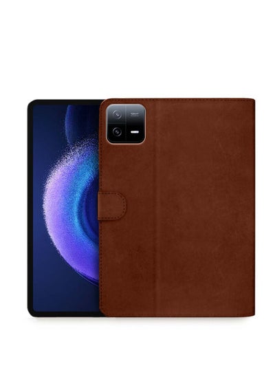 اشتري Stylish PU Leather Magnetic Closure Flip Case Cover For Xiaomi Pad 6 2023 11 Inch – Brown في السعودية