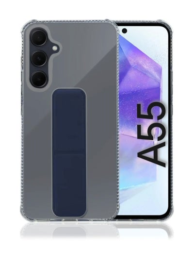 Buy Case Cover For Samsung Galaxy A55 With Magnetic Hand Grip 3 in 1 Clear / Blue in Saudi Arabia