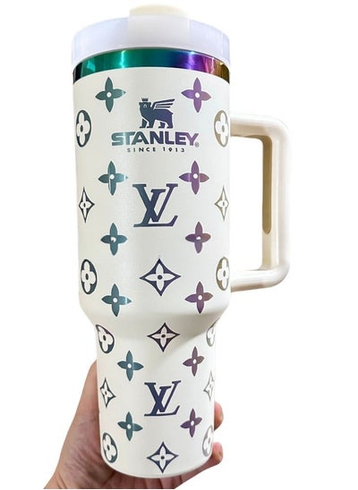 Buy Quencher H2.0 FlowState Stainless Steel Vacuum Insulated Tumbler with Lid and Straw for Water, Iced Tea or Coffee, Smoothie and More,LV Print, 40 oz in UAE