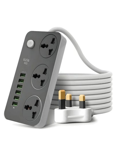 3 Way Power Strips Extension Cords | Adapter Extension 6 USB Charging ...