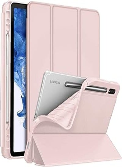 Buy Dl3 Mobilak Smart Case for Samsung Galaxy Tab S8 Plus 2022/S7 FE/S7 Plus 12.4 with Pencil Holder, Soft TPU Smart Stand Back Cover Auto Wake/Sleep Feature (Pink Sand) in Egypt