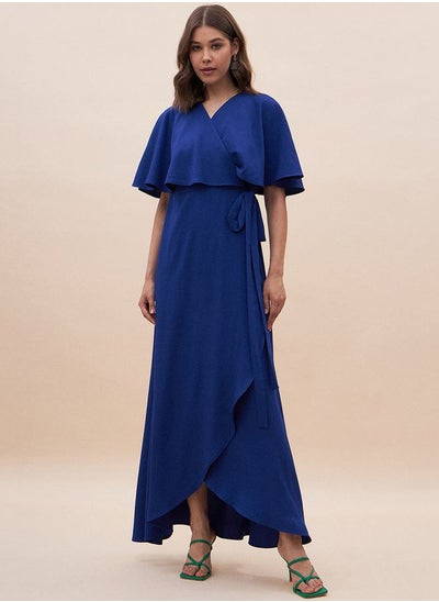 Buy Solid Wrap Front Maxi Dress in Saudi Arabia