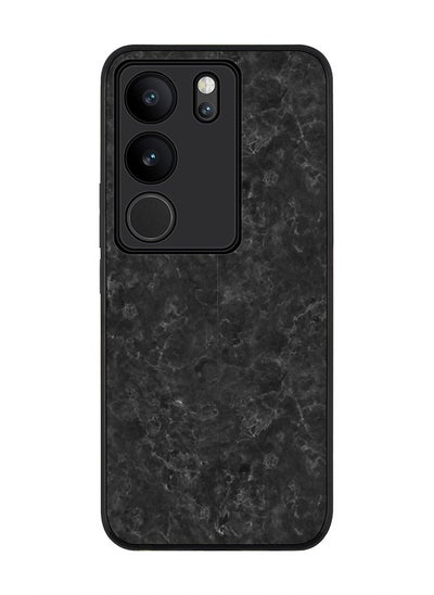 اشتري Rugged Black Edge case for Vivo V29 / Vivo V29 Pro / Vivo S17, Slim fit Soft Flexible Rubber Edges Anti Drop Cover - Marble Texture Black في الامارات