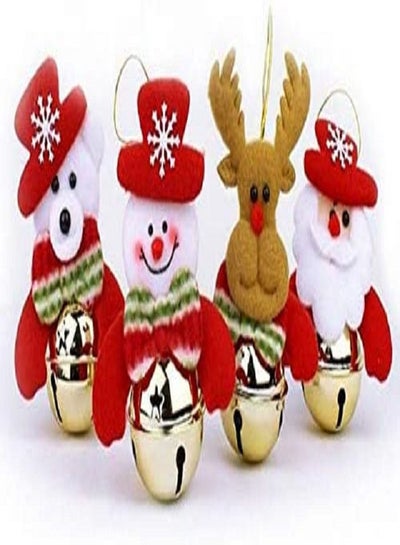 Buy Xmas Christmas Bells Decoration Tree Hanging Ornaments 4PCS Set(Santa/Snowman/Elk/Bear) in Egypt